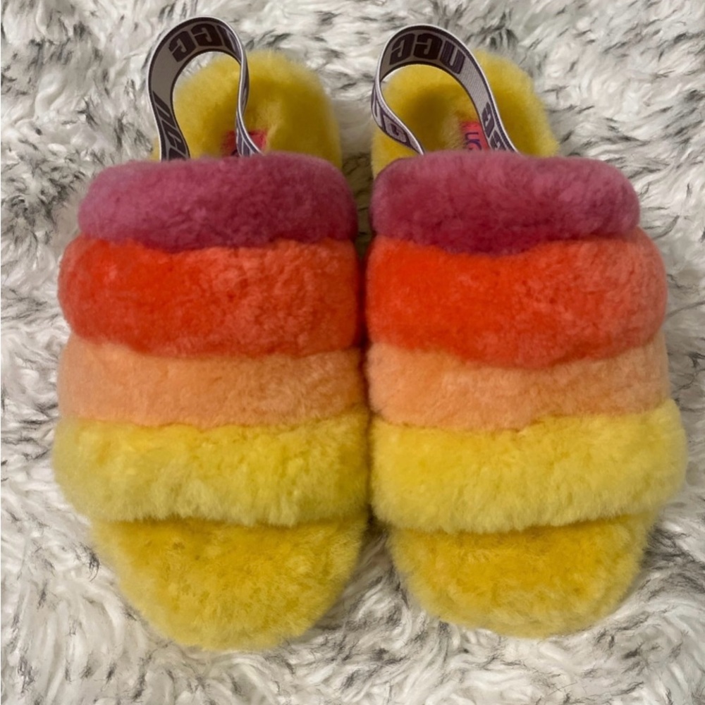 Ugg Women's Pride Fluff Yeah Slide Sheepskin Slippers
